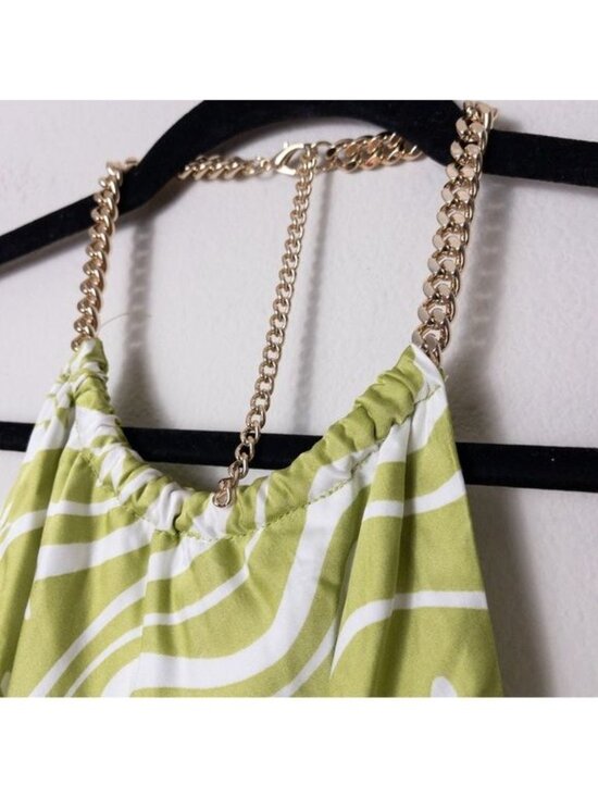 NEW ASTR The Label Quinta Retro Halter Chain Mini Dress M Celery Floral Mabel - Picture 5 of 11